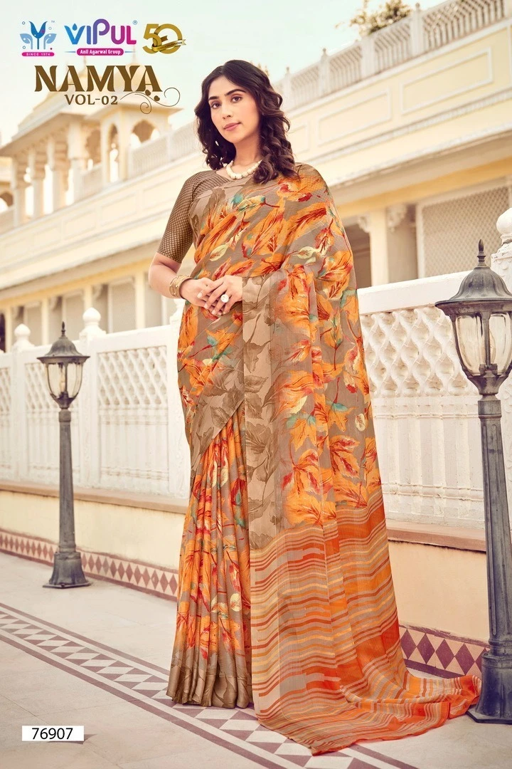 Vipul Namya Vol 2 Chiffon Wholesale Fancy Sarees Catalog — Wholesale Sarees, MPA wholesale from Surat — view 10